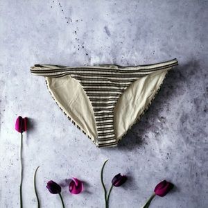 Vitamin A Stipped Tan/Black/Gold‎ Bikini Bottoms Size 10L